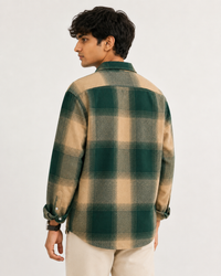 Green check overshirt - front full length view