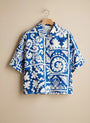 Blue Vintage Tile Pattern Shirt