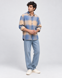 Blue Boxy Fit Shirt for Men