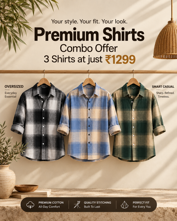Any 3 boxy shirts at 1299