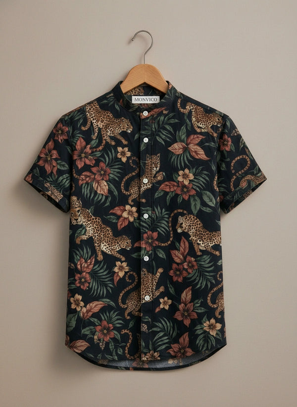 Tropical Leopard Floral Print Shirt