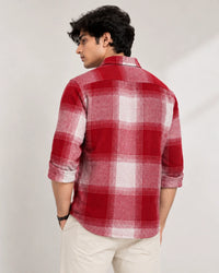 Red & White Checked Boxy Fit Shirt for Men